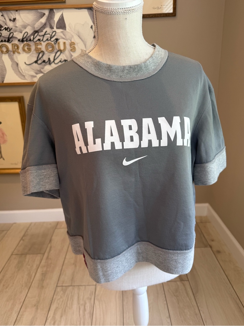 Nike Reversible Grey Alabama Short Sleeve Sweatshirt Crewneck Tee - Picture 1 of 9